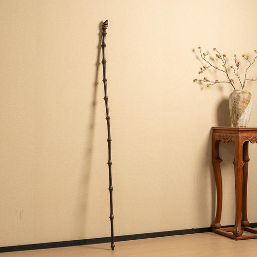 紫檀雕竹节工文人杖 商品图4