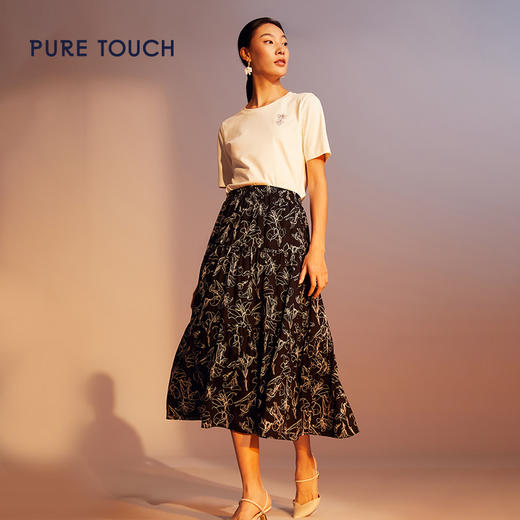 pure touch小收身形原创绣花T恤1304242152 商品图1