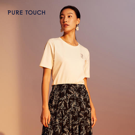 pure touch小收身形原创绣花T恤1304242152 商品图0