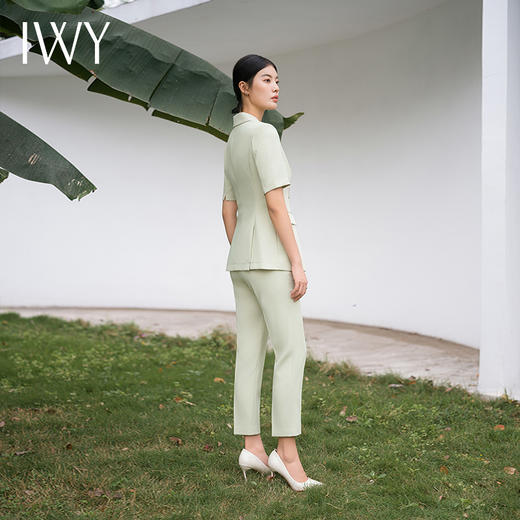 IWY/绿色西装套装短袖西服外套气质设计高端职业正装夏季正式场合C13211+P13211 商品图2