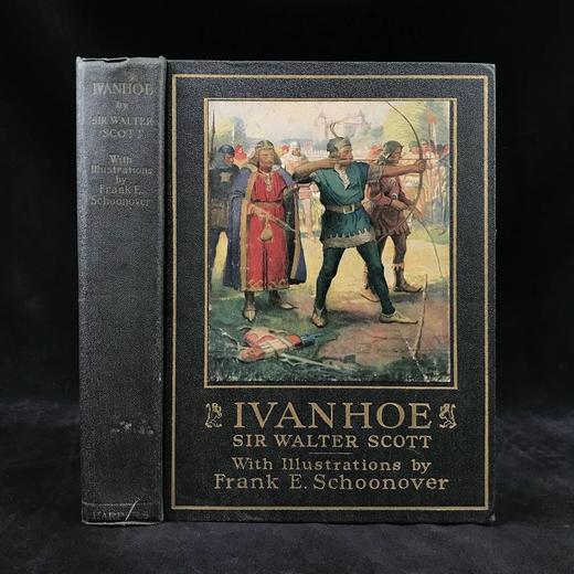 1923年 司各特《艾凡赫》 10幅彩色插图 漆布精装18开 商品图0