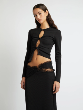 Christoper Esber - Open Twist Long Sleeve Top - Black - 女装 - 上衣 - 黑色