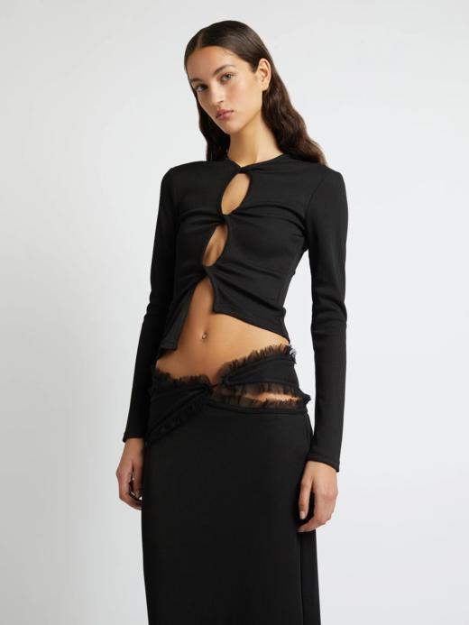 Christoper Esber - Open Twist Long Sleeve Top - Black - 女装 - 上衣 - 黑色 商品图0