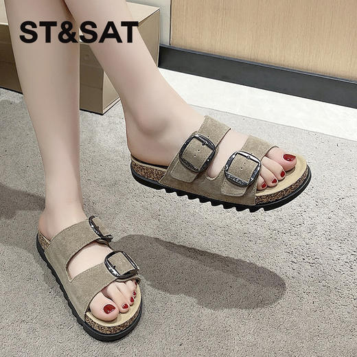 星期六经典百搭双条带勃肯拖SSC211016D 商品图6