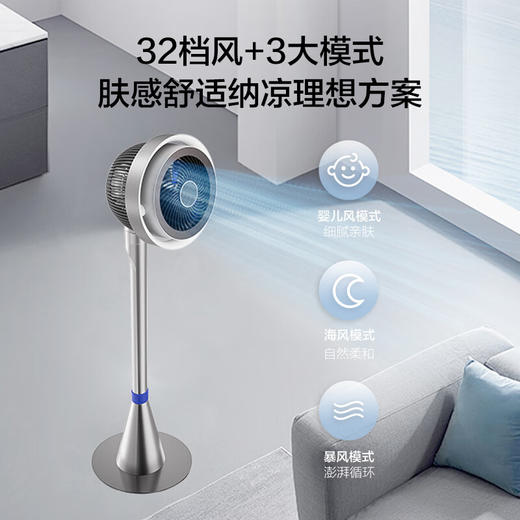 艾美特（AIRMATE）【光影一体】海豚空气循环扇等离子净化除菌32档直流变频家用节能落地扇3D立体摆头电风扇 AIR11 商品图6