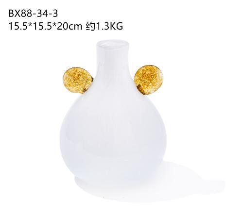 批发中古风创意手工双耳渐变大肚子小口花瓶高级感软装家居装饰玻 商品图11