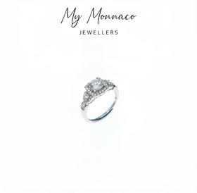 L925银莫桑石戒指 方形闪钻戒指带证书百搭时尚轻奢气质