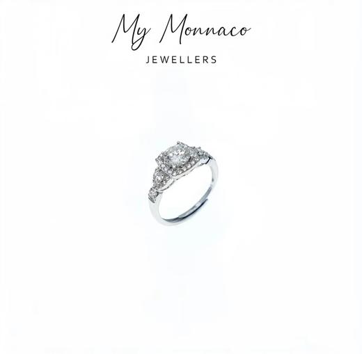 L925银莫桑石戒指 方形闪钻戒指带证书百搭时尚轻奢气质 商品图0