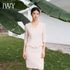 IWY/米杏色连衣裙七分袖西装正装裙商务美容院操作师工作服教师裙Q11366 商品缩略图4