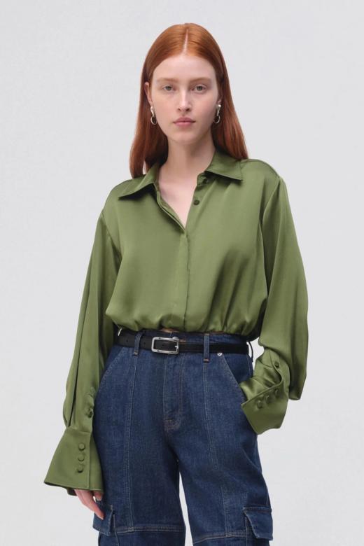 Jonathan Simkhai - Blythe Button Up Top - Nori - 女装 - 上衣 - 绿色 商品图0