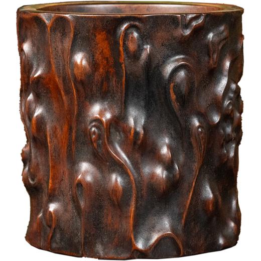 清 红木雕树瘤笔筒 商品图5