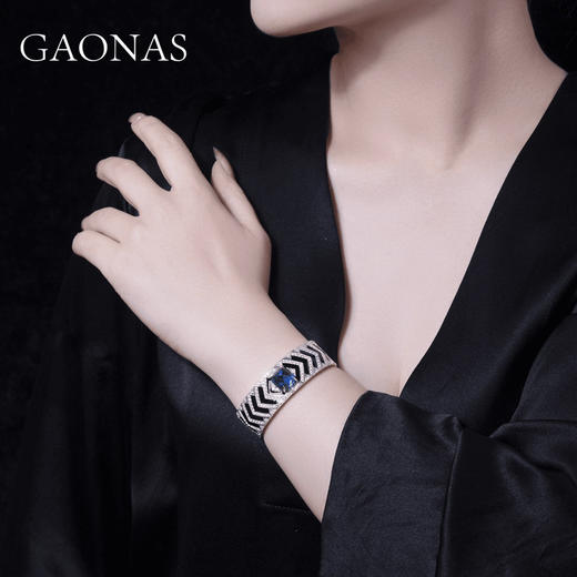 GAONAS 925银合成锆石手镯 摩登女性时髦潮流蓝色糖塔手镯10490SB 商品图4