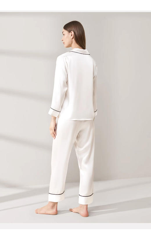 【预售5天】Y 白色-长袖两件套装桑蚕丝家居服ZBN0561 商品图3