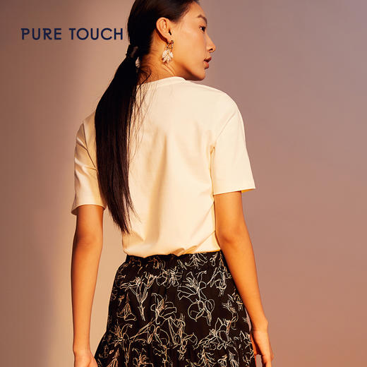pure touch小收身形原创绣花T恤1304242152 商品图2