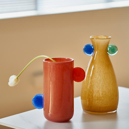 碧轩新品手工双耳渐变中古风小口花瓶餐桌电视柜鲜花台面软装饰品 商品图1