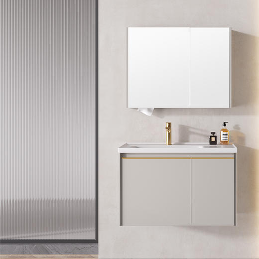 帝王洁具浴室柜陶瓷一体盆奶油风智能镜洗脸盆柜组合卫生间洗漱台CB135悦清 商品图0