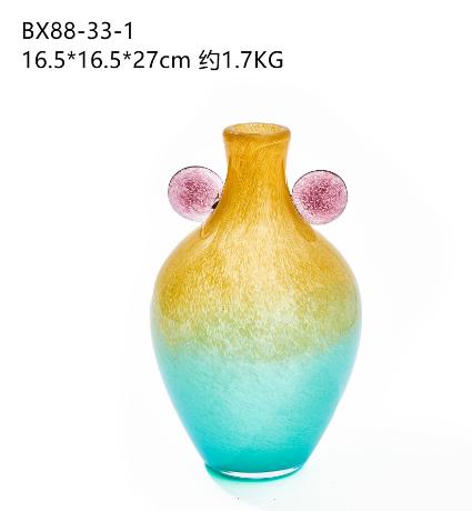 中国风创意手工双耳渐变大肚子小口花瓶高级感软装家居装饰品批发 商品图7