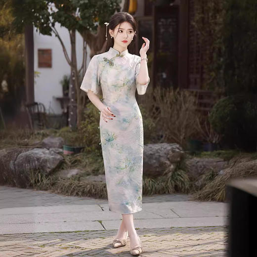 印花改良田园素雅旗袍GR5141 商品图4