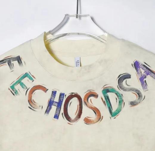 新款彩色吗印花男女同款短袖百搭潮流休闲上衣复古宽松T恤 商品图2