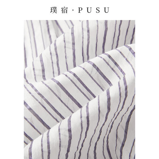 IN AND ON 午后漫歌 桑蚕丝棉盐缩条纹连帽衬衫 54368 商品图5