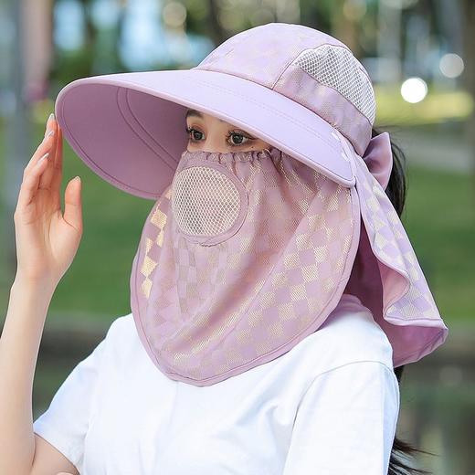 TZF-新款防晒口罩一体帽子遮阳帽女款防紫外线遮阳帽夏透气太阳采茶帽 商品图6