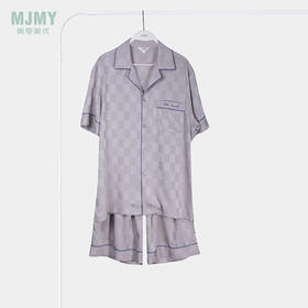 美季美优男士丝质简约撞色短袖套装J426403