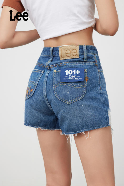 Lee商场同款101+女士破洞妈妈牛仔短裤LWB139853100201A01280 商品图1