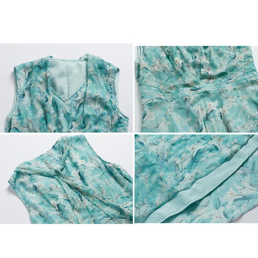 司歌背心绑带显瘦雪纺印花连衣裙A891065X 商品图1