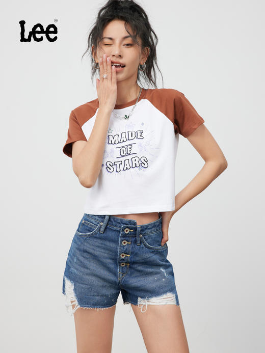 Lee商场同款101+女士破洞妈妈牛仔短裤LWB139853100201A01280 商品图2