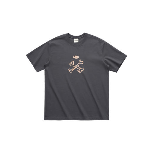 吃茶去chichaqu2024新款全棉圆领短袖T恤男女宽松印花骨头眼睛 商品图4