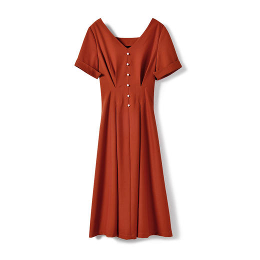 25严选春夏新款法式复古收腰显瘦大摆裙短袖中长款连衣裙_HLY 商品图4