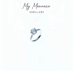 L925银莫桑石戒指 圆形满钻戒指带证书可调节轻奢时尚气质简约百搭