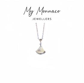 L坠链均925银莫桑石 贝珠扇形项链轻带证书奢气质时尚百搭小众