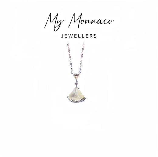 L坠链均925银莫桑石 贝珠扇形项链轻带证书奢气质时尚百搭小众 商品图0