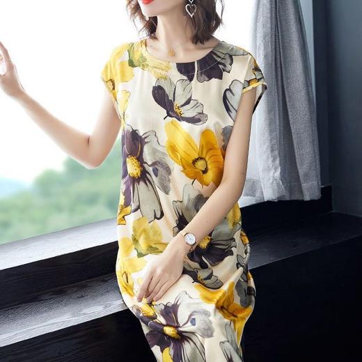 丁摩 真丝裙子桑蚕丝衬衫宽松印花裙子20-153HS-DS399 商品图1