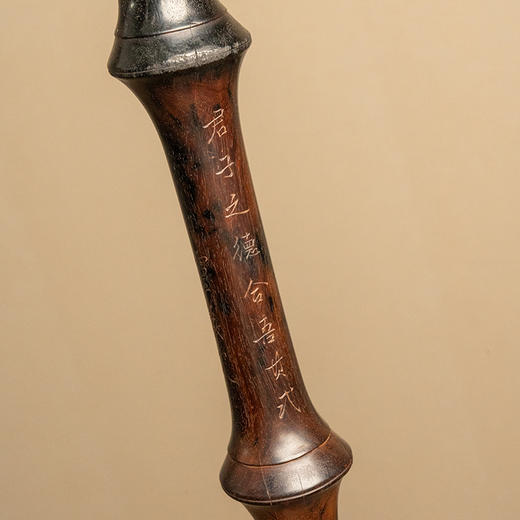 紫檀雕竹节工文人杖 商品图2