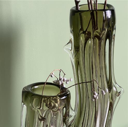 现代简约创意厚底琉璃直筒树桩玻璃花瓶居家客厅干花软装酒店摆件 商品图2