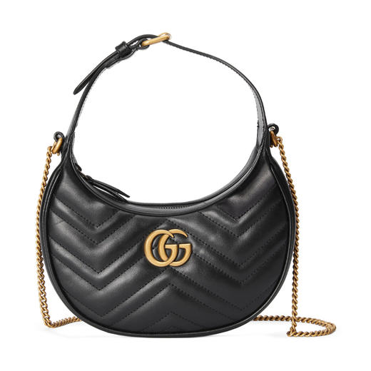 【二】GUCCI 古驰 女士 GG Marmont系列 半月造型迷你手提包 黑色 699514 DTDHT 1000 商品图0