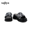 Safiya/索菲娅2024夏季时尚方头亮片休闲外穿增高厚底凉拖鞋 SF42110422 商品缩略图1