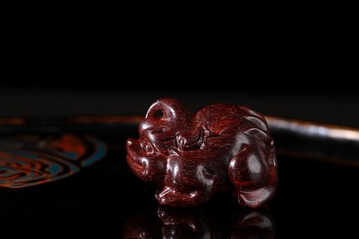 GJXJ0110°印度小叶紫檀手作独角兽摆件 商品图3