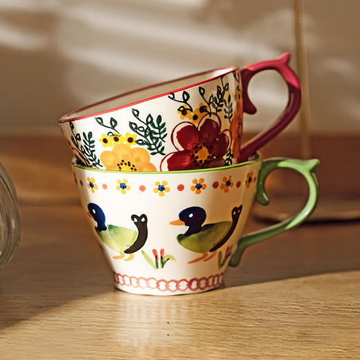 摩登主妇原创釉下彩马克杯家用早餐杯咖啡杯子复古陶瓷杯创意水杯 商品图1