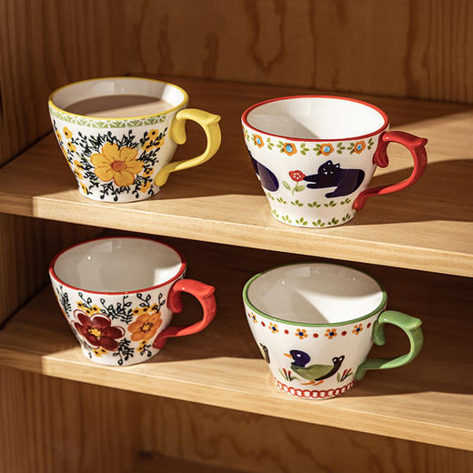 摩登主妇原创釉下彩马克杯家用早餐杯咖啡杯子复古陶瓷杯创意水杯 商品图0