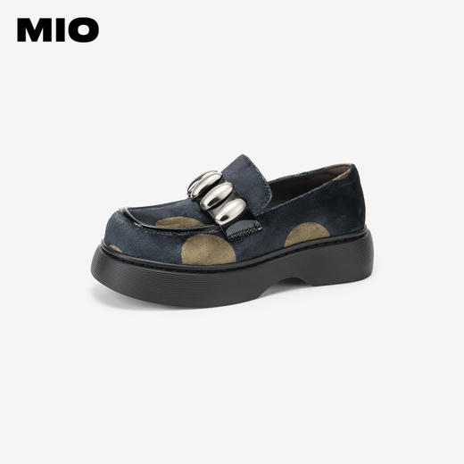 MIO米奥秋季金属扣饰休闲乐福鞋圆头舒适复古厚底单鞋女鞋M244542409 商品图0