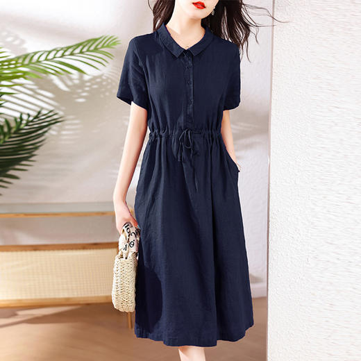 奢华时尚气质显瘦，亚麻棉绸年轻款裙子HR-SSBY6869 商品图2