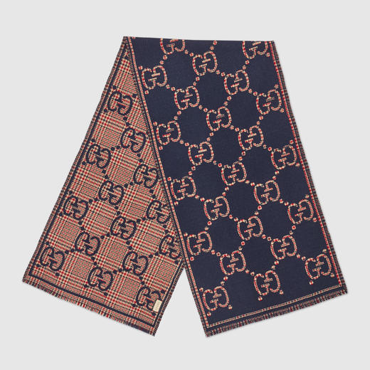 GUCCI 古驰 男士GG羊毛提花围巾 混色 660025 4G386 4174 商品图0