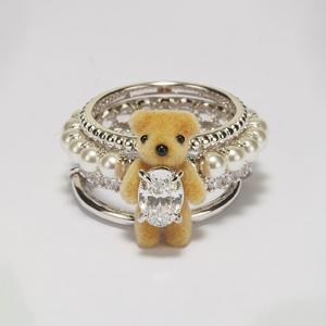 迷你小熊多层珍珠宝石戒指 商品图0