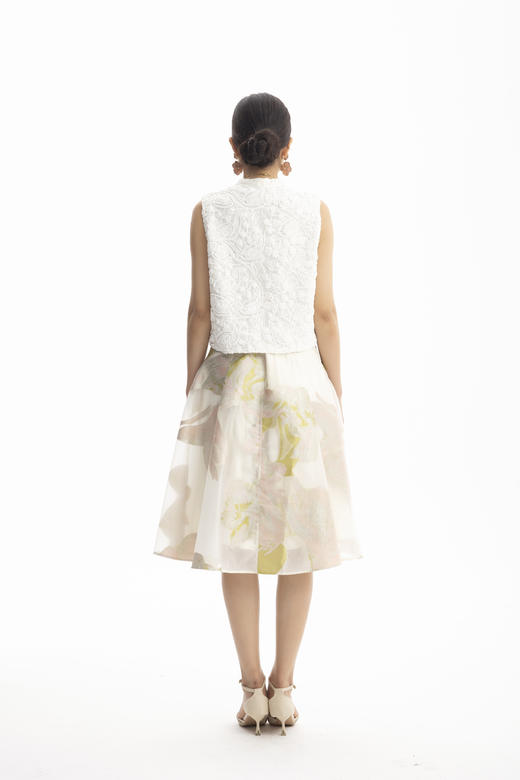 HJ2B12_绿沈色_半裙_四季_气质优雅提花印花高腰 A 字大摆显瘦百搭中裙_高级女装_BERNIEELEN 伯妮斯茵 商品图2