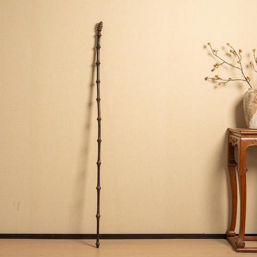 紫檀雕竹节工文人杖 商品图0