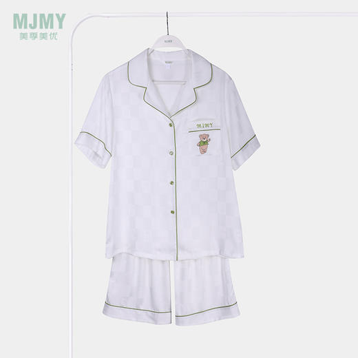 美季美优女士丝质小熊提花短袖套装J420506 商品图0