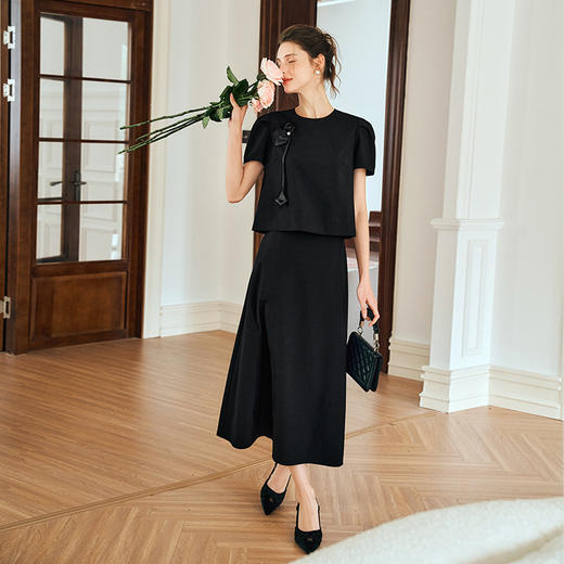 OLrain欧芮儿黑色时尚套装女夏季2024年新款简约通勤高级感两件套 商品图1